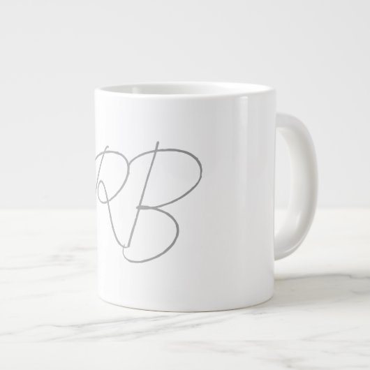 Trendy Unique Creative Monogram Initiaal Letters Grote Koffiekop (Voorkant rechts)