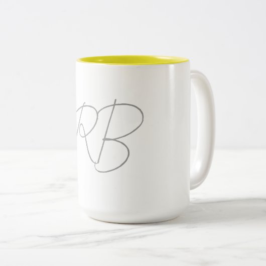 Trendy Unique Creative Monogram Initiaal Letters Tweekleurige Koffiemok (Voorkant rechts)