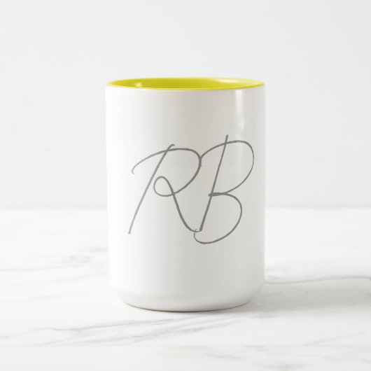 Trendy Unique Creative Monogram Initiaal Letters Tweekleurige Koffiemok (Center)
