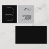 Trendy Unique Monogram Black Grey Visitekaartje (Voorkant / Achterkant)