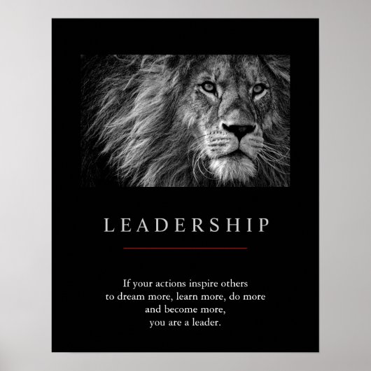 Trendy Unique Motivatie Leadership Lion Poster (Voorkant)