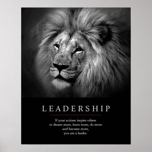 Trendy Unique Motivatie Leadership Lion Poster (Voorkant)