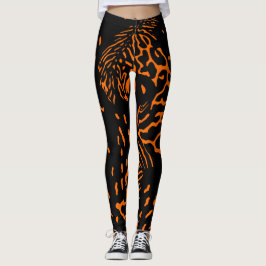 Trendy Unique Tiger Oranje Animal Print Pattern Leggings