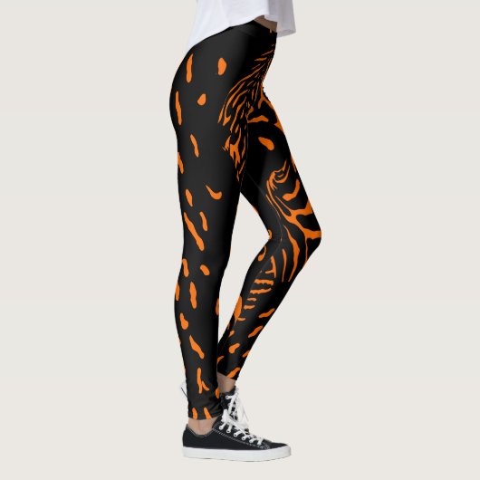 Trendy Unique Tiger Oranje Animal Print Pattern Leggings (Rechts)