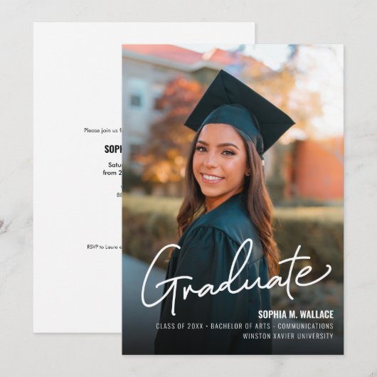 Trendy University Afstuderen Photo Class jaar Afst Aankondiging (Voorkant / Achterkant)