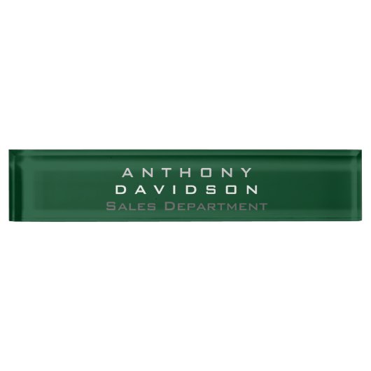 Trendy Up Forest Green Minimalist Business Naambordje (Voorkant)