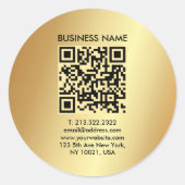 Trendy Uw Aangepaste Logo Tekst Gouden QR Code Ronde Sticker (Voorkant)