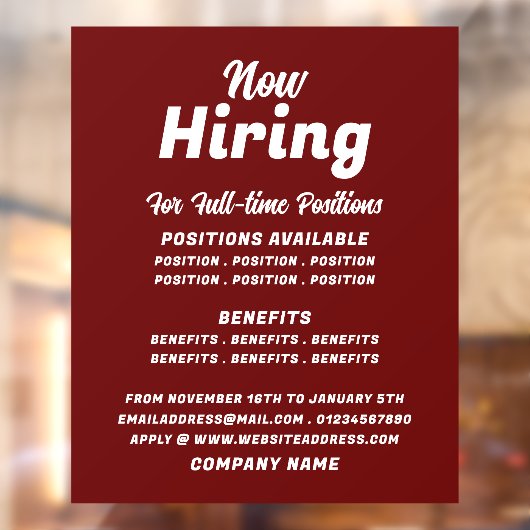 Trendy vacature Recruitment Adverteren Raamsticker (Vel 2)