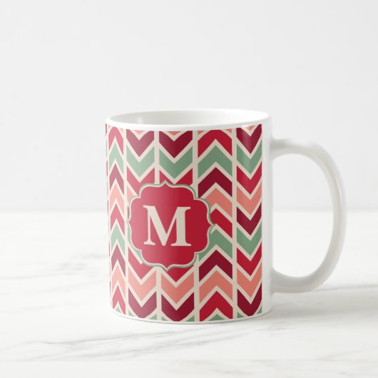 Trendy Vakantie Chevrons Patroon met Monogram Koffiemok (Rechts)