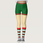 trendy vakantie elf groen wit rood leggings (Voorkant)