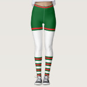  trendy vakantie elf groen wit rood leggings (Voorkant)