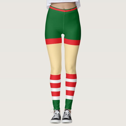  trendy vakantie elf groen wit rood leggings (Voorkant)