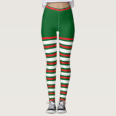  trendy vakantie elf groen wit rood leggings (Voorkant)