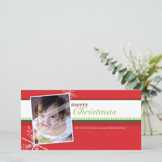 TRENDY VAKANTIE FOTOKAART :: helder geflakkerd 5L Feestdagenkaart (Staand voorkant)