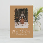 Trendy Vakantie Moderne Foto Kerstvakantie Kaart (Staand voorkant)