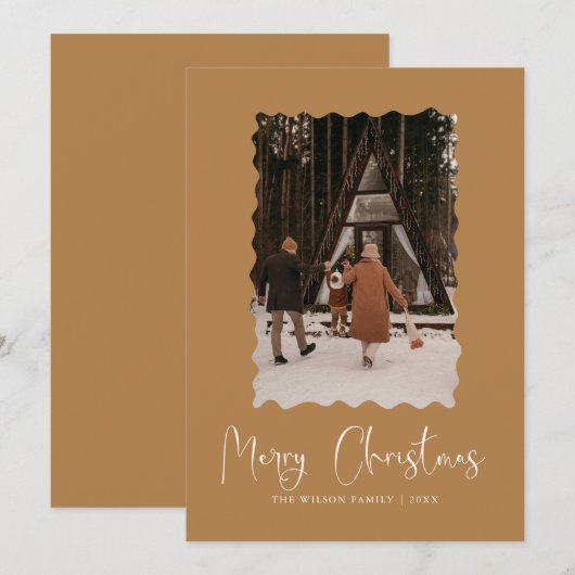 Trendy Vakantie Moderne Foto Kerstvakantie Kaart (Voorkant / Achterkant)