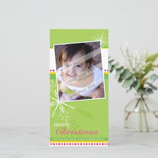 TRENDY VAKANTIE PHOTOCARD :: brightlyflaked 2P Feestdagenkaart (Staand voorkant)