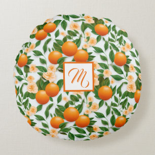 Trendy Valencia Sinaasappel Monogrammed Rond Kussen