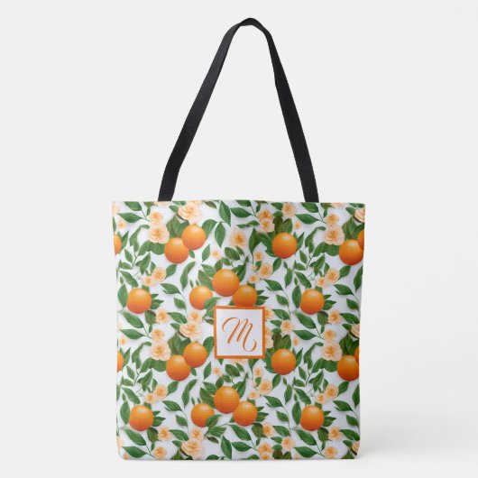 Trendy Valencia Sinaasappel Monogrammed Tote Bag (Voorkant)