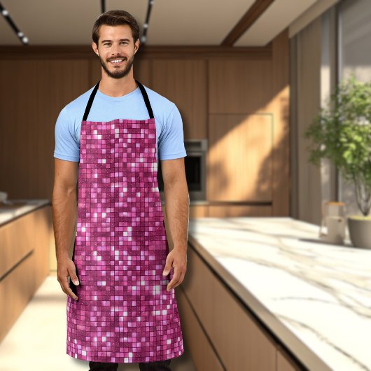 Trendy Valentijn hete roze disco stijl vierkant Schort