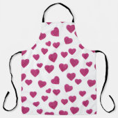 Trendy Valentijn Roze Glitter Harten op Wit Schort (Voorkant)