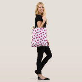 Trendy Valentijn Roze Glitter Harten op Wit Tote Bag (Op model)
