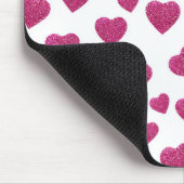 Trendy Valentijn Roze Glitters Harten op Wit Muismat (Hoek)