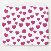 Trendy Valentijn Roze Glitters Harten op Wit Muismat (Voorkant)
