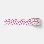 Trendy Valentijn Roze Glitters Harten op Wit Satijnen Lint (Voorkant)