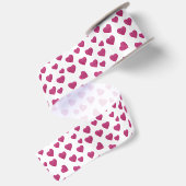 Trendy Valentijn Roze Glitters Harten op Wit Satijnen Lint (Achterkant)