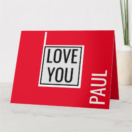 Trendy valentijnen I LOVE YOU minimalistisch maatw Kaart