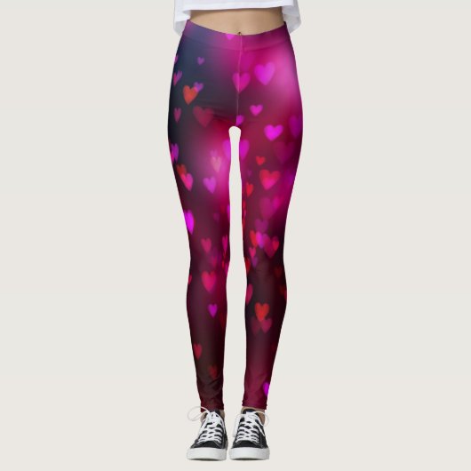 Trendy Valentijnsdag Bokeh Hearts Leggings (Voorkant)