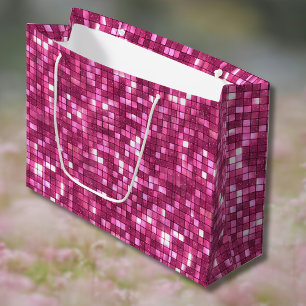 Trendy Valentijnsdag Hot Roze Disco Stijl Vierkant Groot Cadeauzakje