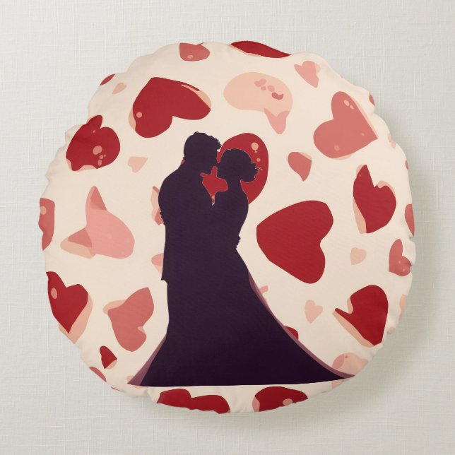 Trendy Valentine Day Round Pillow Rond Kussen (Voorkant)