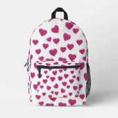 Trendy Valentine Pink Glitter Hearts on White Bedrukte Rugzak (Voorkant)