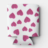 Trendy Valentine Pink Glitter Hearts on White Blikjeskoeler (Achterkant)