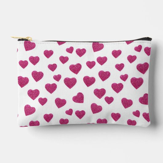 Trendy Valentine Pink Glitter Hearts on White Etui (Voorkant)