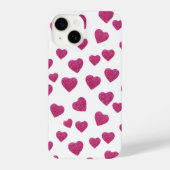 Trendy Valentine Pink Glitter Hearts on White iPhone Hoesje (Achterkant)