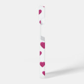 Trendy Valentine Pink Glitter Hearts on White iPhone Hoesje (Linkerkant)