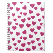 Trendy Valentine Pink Glitter Hearts on White Notitieboek (Voorkant)