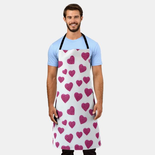 Trendy Valentine Pink Glitter Hearts on White Schort (Gedragen)