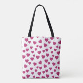 Trendy Valentine Pink Glitter Hearts on White Tote Bag (Achterkant)