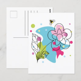 Trendy vectorpatroon van een zomerbloem in vlekken briefkaart