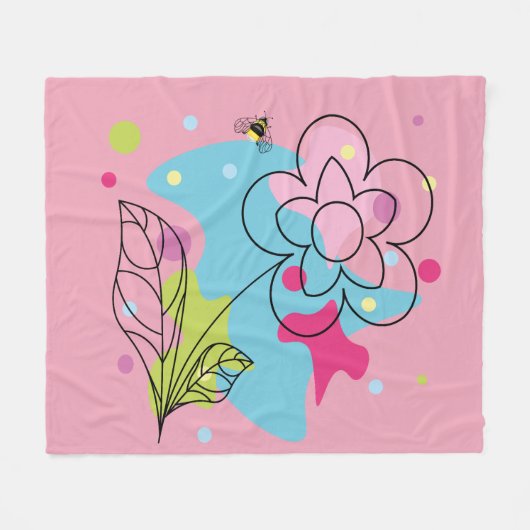 Trendy vectorpatroon van een zomerbloem in vlekken fleece deken (Voorkant (Horizontaal))