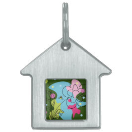 Trendy vectorpatroon van een zomerbloem in vlekken huisdieren naamplaatje