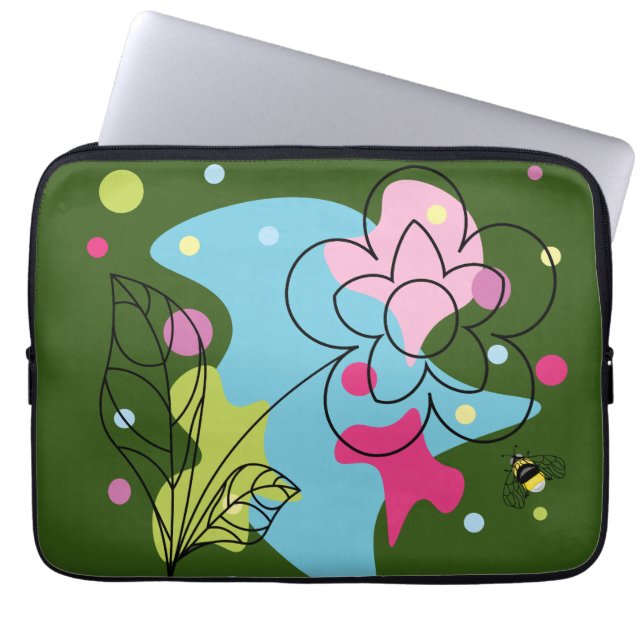 Trendy vectorpatroon van een zomerbloem in vlekken laptop sleeve (Voorkant)