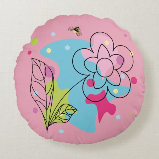 Trendy vectorpatroon van een zomerbloem in vlekken rond kussen (Voorkant)