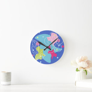 Trendy vectorpatroon van een zomerbloem in vlekken ronde klok