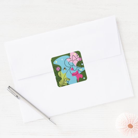 Trendy vectorpatroon van een zomerbloem in vlekken vierkante sticker (Envelop)