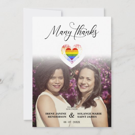 Trendy Veel Bedankt LGBT Rainbow Pride Heart Foto (Voorkant)